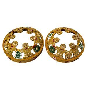 2 Yankee Candle Gingerbread Man Illuma Lid  Jar Topper Christmas Sugared Holiday